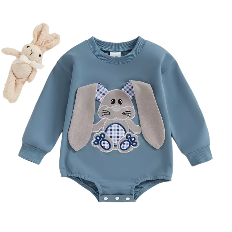 Adorable Bunny Embroidered Baby Romper for 0-18 Months - Perfect for Easter Celebrations