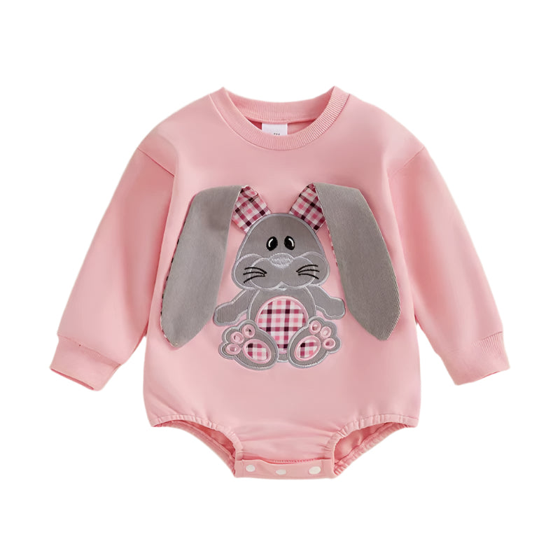 Adorable Bunny Embroidered Baby Romper for 0-18 Months - Perfect for Easter Celebrations