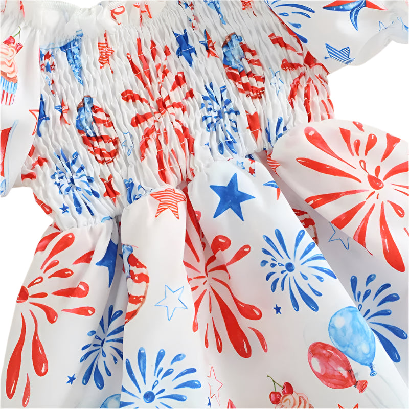 Sweet Baby Girl 4th of July Celebration Dress with Bow Headband