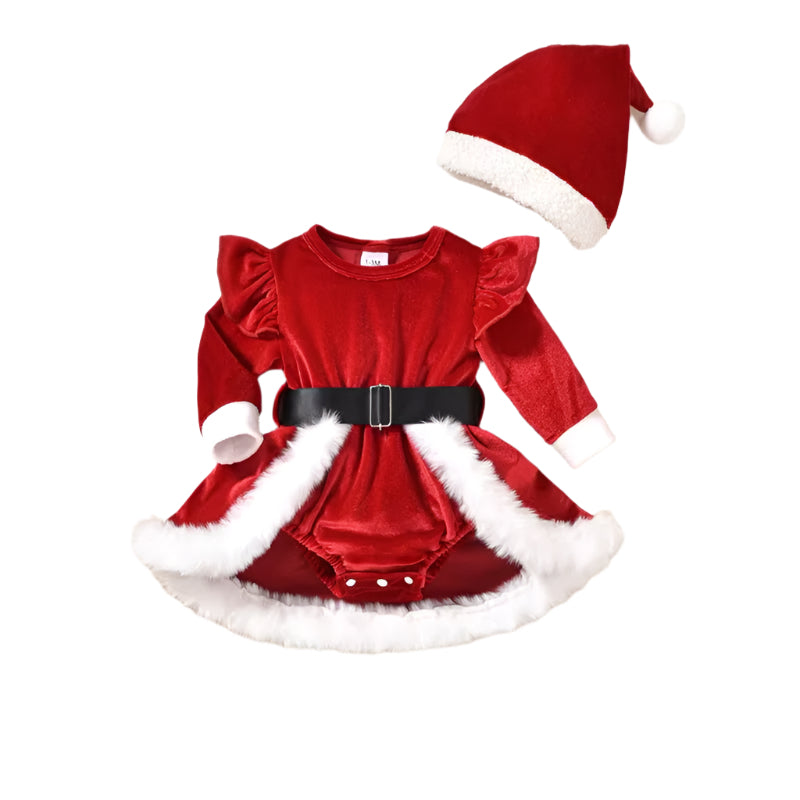 Adorable Christmas Santa Costume Dress with Red Santa Hat