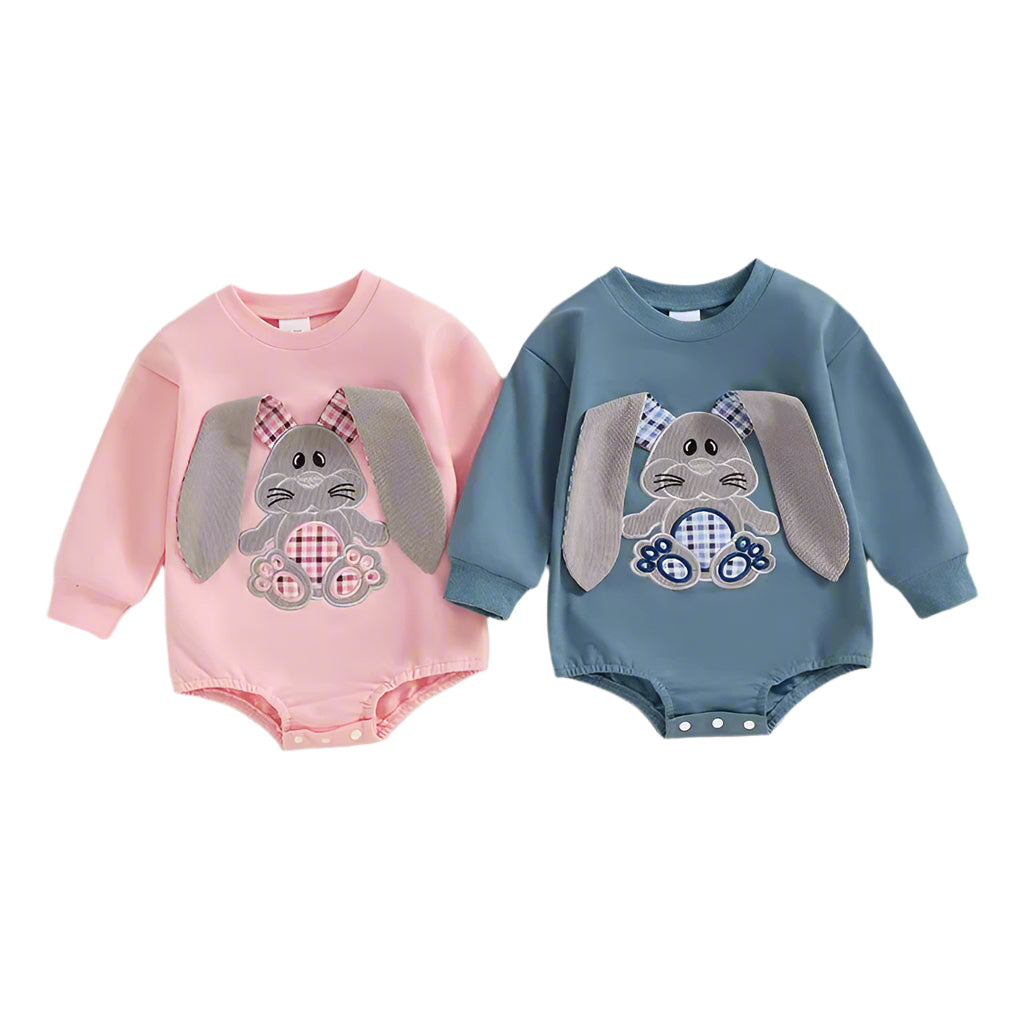 Adorable Bunny Embroidered Baby Romper for 0-18 Months - Perfect for Easter Celebrations