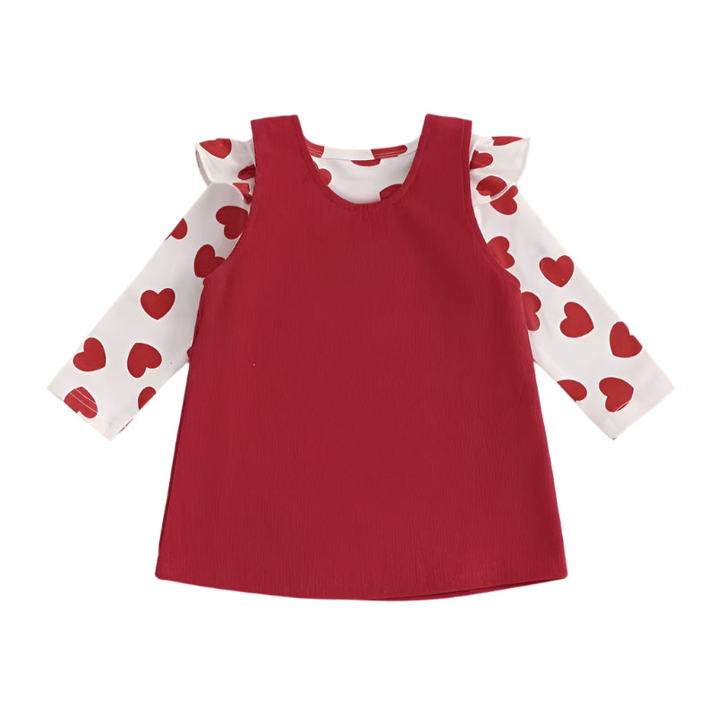 2024-10-21 Newborn Baby Girl Valentine’S Day Outfits Long Sleeve Romper + Overall Skirt Set Clothes