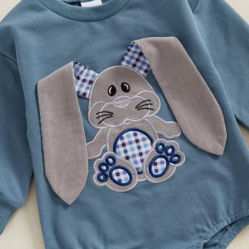 Adorable Bunny Embroidered Baby Romper for 0-18 Months - Perfect for Easter Celebrations