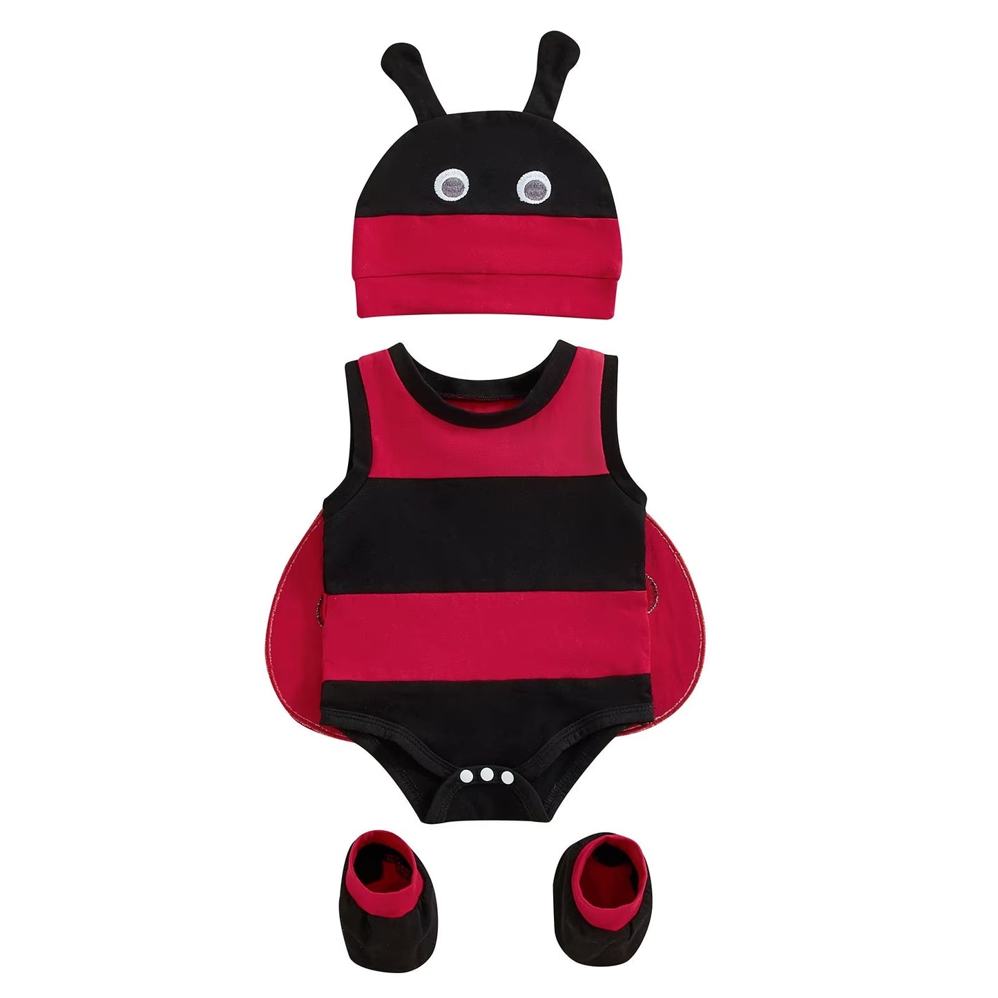 Ladybug Costume for Baby's First Halloween with Wings and Hat