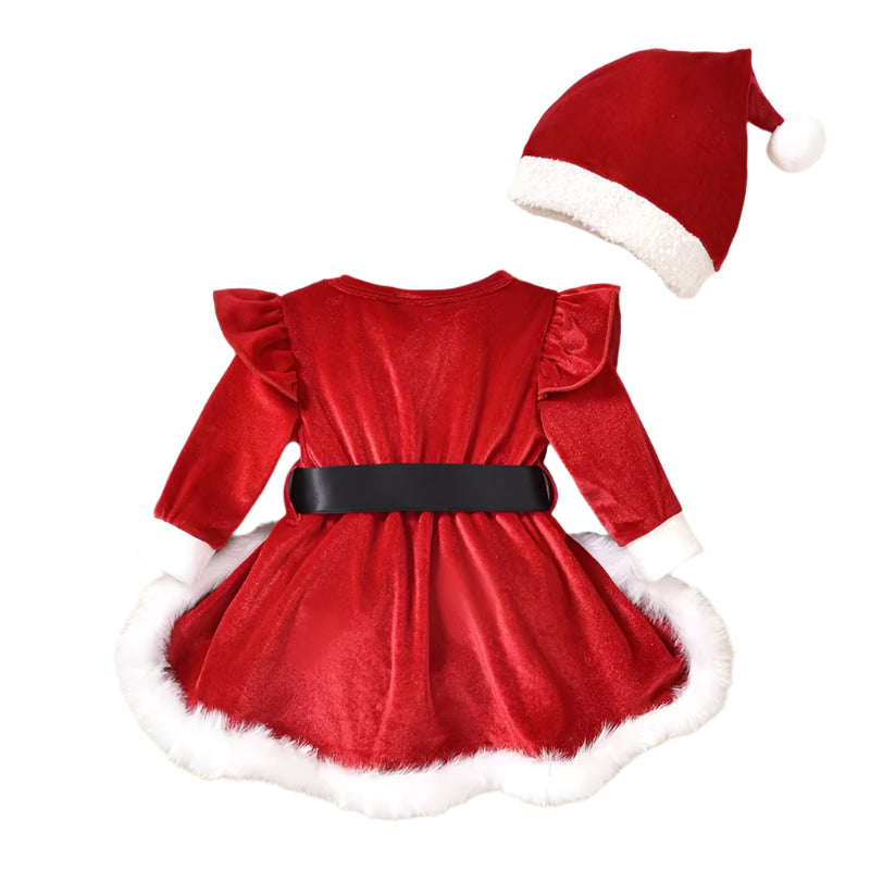Adorable Christmas Santa Costume Dress with Red Santa Hat