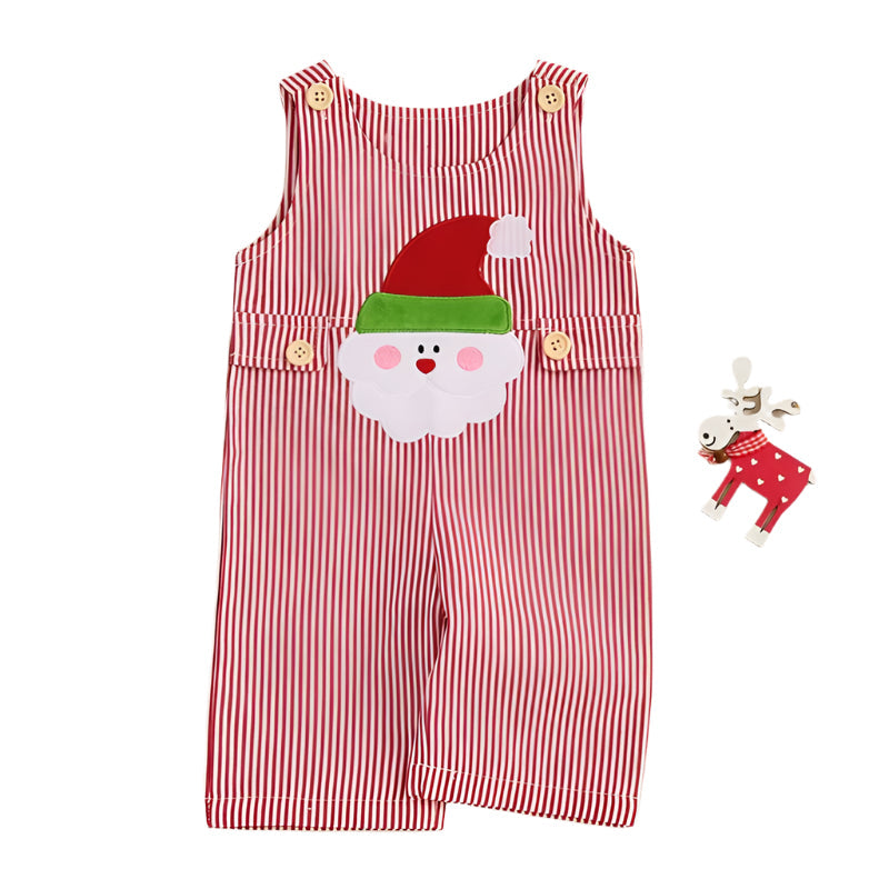 Baby's First Christmas Overalls with Santa Embroidery