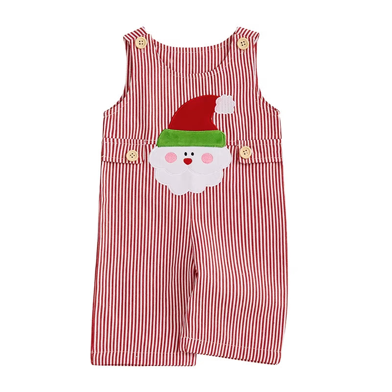 Baby's First Christmas Overalls with Santa Embroidery
