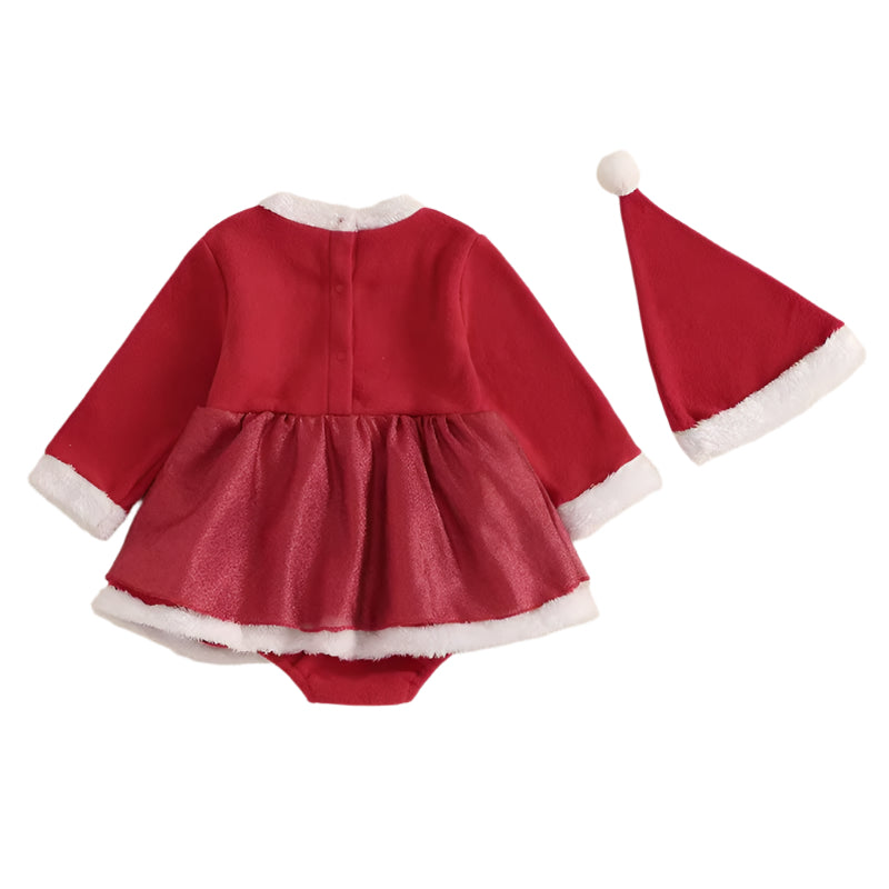 Baby Girl Christmas Santa Costume with Santa Hat
