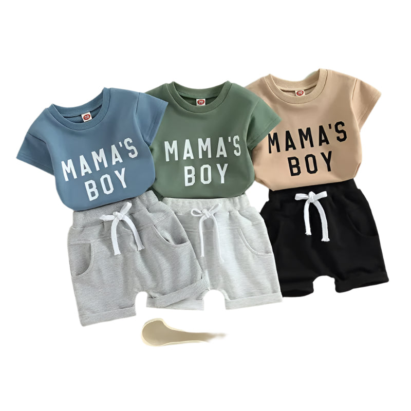 Charming Baby Boy 2-Piece Mama's Boy T-Shirt and Shorts Set for Mother's Day