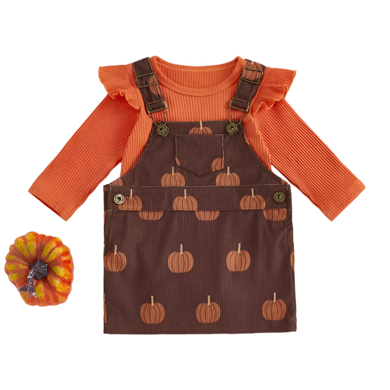Stylish 2-Piece Baby Girls Fall Dress - Baby's First. Halloween or Thanksgiving
