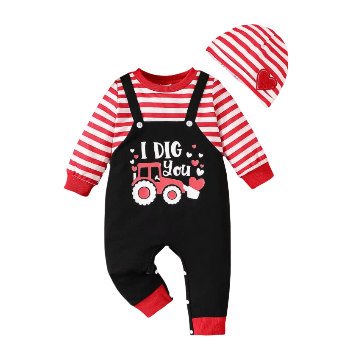 0-18M Baby Boys Valentines Clothes Long Sleeve Romper /Jumpsuit