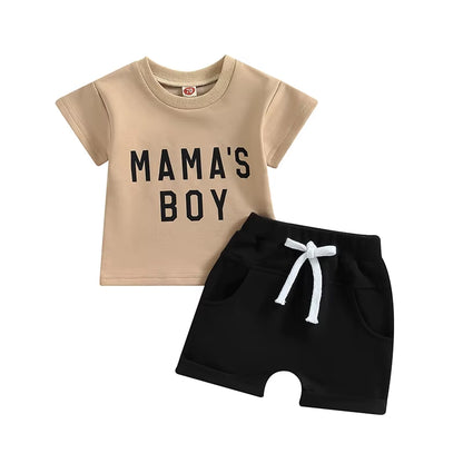 Charming Baby Boy 2-Piece Mama's Boy T-Shirt and Shorts Set for Mother's Day
