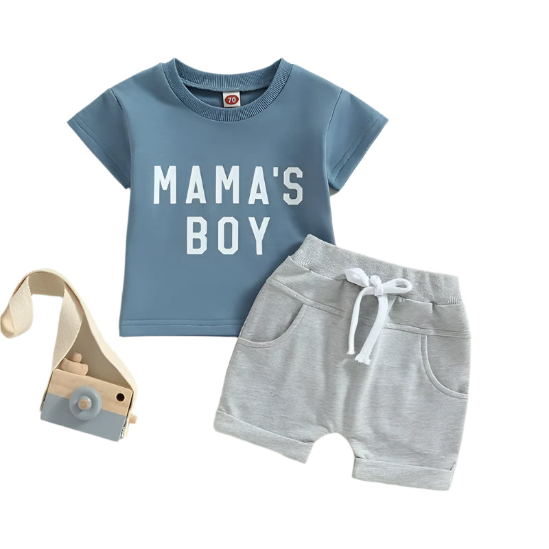 Charming Baby Boy 2-Piece Mama's Boy T-Shirt and Shorts Set for Mother's Day