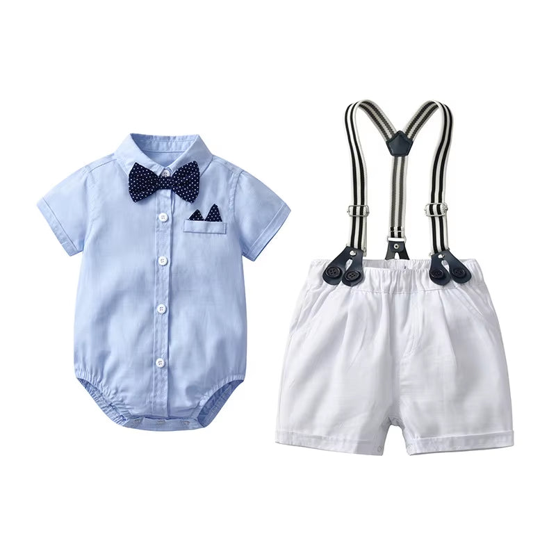 Stylish Baby Boy Outfit for First Birthday/Wedding/Photoshoot - 5 Piece - Shirt, Dungarees, Shoes, Socks and Hat